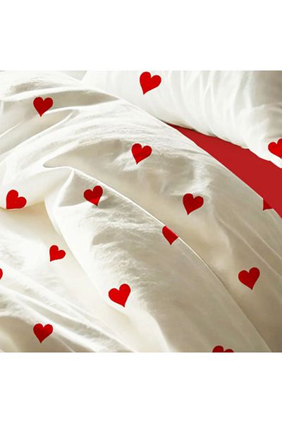 Lief Home 100% Cotton Flannel Fabric Double Duvet Cover Set with Heart