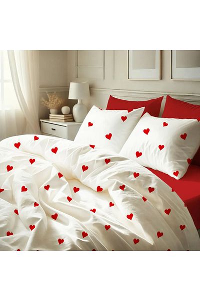 Lief Home 100% Cotton Flannel Fabric Double Duvet Cover Set with Heart