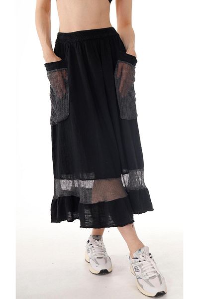 shE tekstil Mesh Linen Skirt