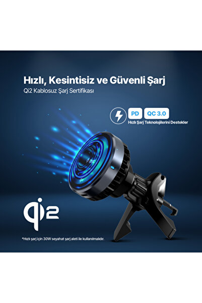 Ttec AirCharger Drive Pro Qi2/MagSafe Özellikli 15W iPhone 12/13/14/15/16/MAX Uyumlu Fanlı