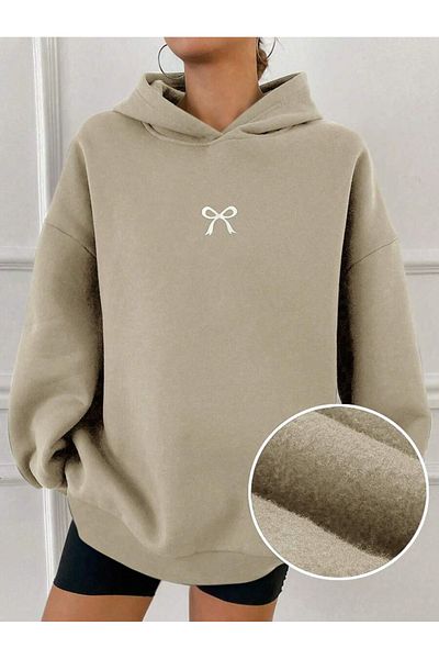 uyguntarz Unisex Little Ribbon Printed Oversize Sweatshirt