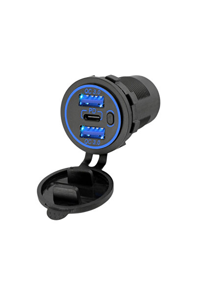 Genel Markalar PANO TİP 2'Lİ USB3.0 + TYPE-C SOKET 12-24V MAVİ