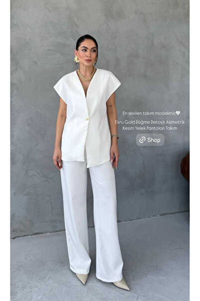 sienna Asimetrik Kesim Yelek Pantolon Takım
