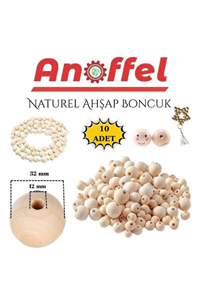 Anoffel Naturel Ahşap Boncuk 32mm 10lu1 Paket Ham Boyanabilir Ahşap Yuvarlak ...