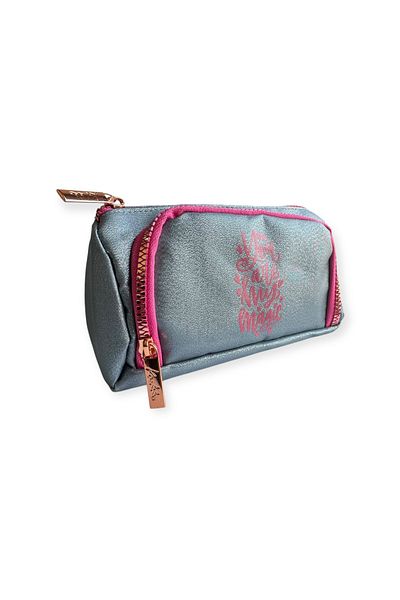 Polin Kaukko Sparkle Double Eyed Pencil Bag, Heart Pattern, Metallic Color