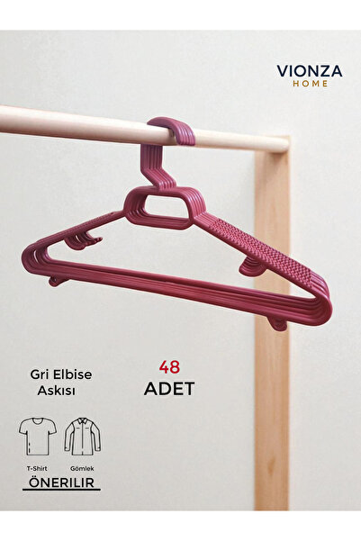 vionza Elbise Kıyafet Askısı Mavi 48'lİ Set 48 Adet Mavi Plastik 48 Gömlek As...