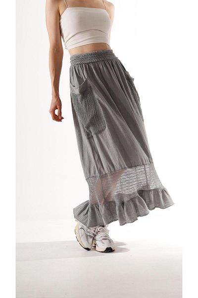 shE tekstil Mesh Linen Skirt