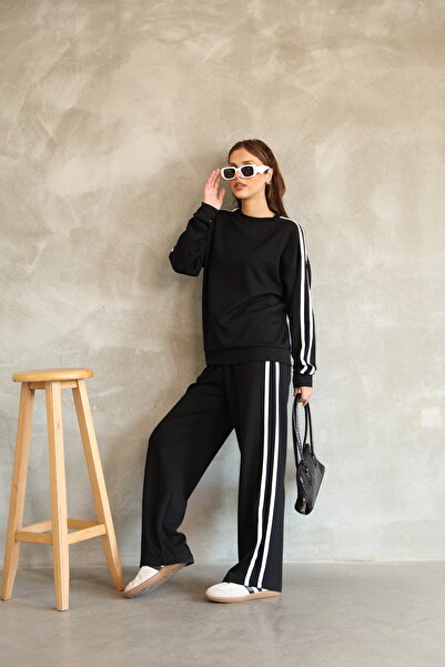 b buhari bykoc Set de trening din țesătură modal cu picioare largi, cu detali...