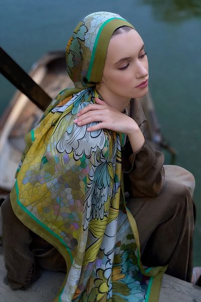 ED Scarf Oil Green Ed Scarf Inspired Velarose Pattern Shawl