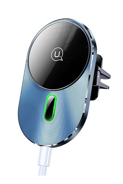 Usams 360° Rotating Car Magnetic Wireless Charging Air Vent - 15W Fast Charging