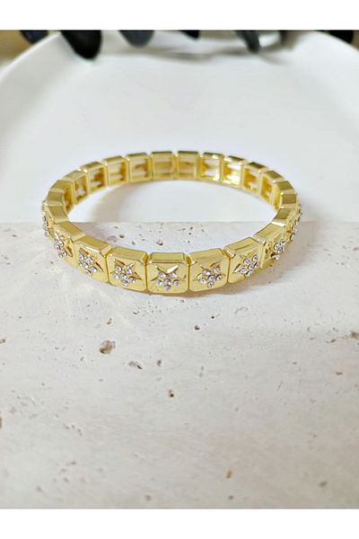 mos&more Gold Star Stone Elastic Elegant Bracelet, Bracelet