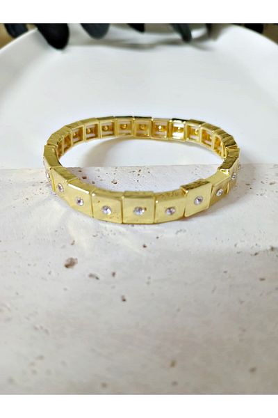 mos&more Gold Stone Elastic Elegant Bracelet, Bracelet
