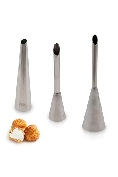 Generic NADOBA 3PCS Piping Bag Nozzles Set Stainless Steel Cake Decorating Cake Tips For Puff