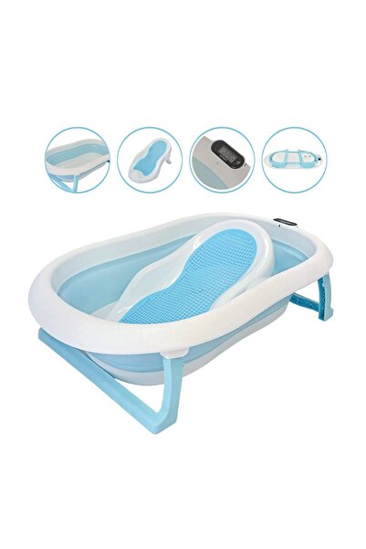 Kardett Cadita pliabila bebelusi cu scaun, termometru si dop scurgere, albastru