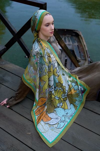 ED Scarf Oil Green Ed Scarf Inspired Velarose Pattern Shawl