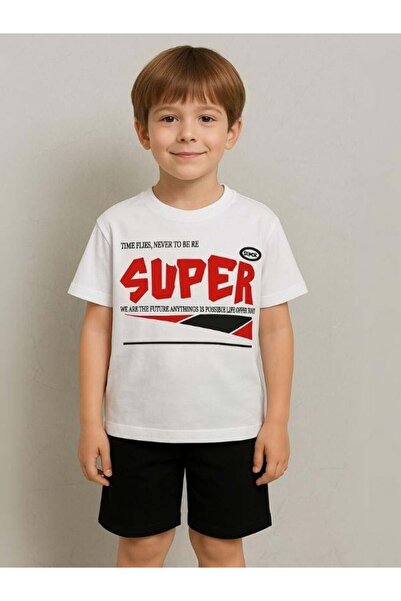 Zekids Tricou oversize din bumbac Super Written pentru copii