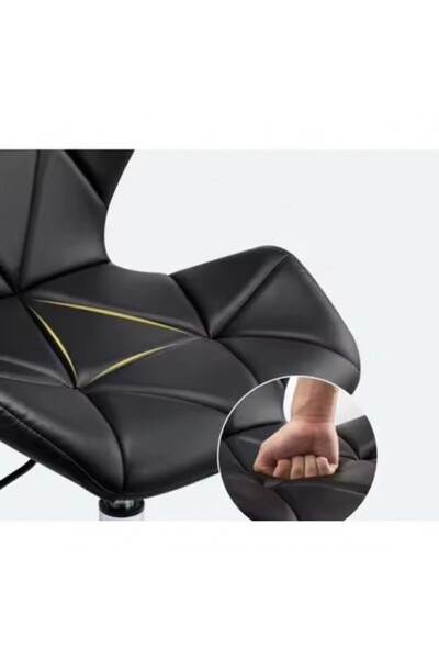 Kardett Black swivel chair made of eco-leather, height-adjustable, without arms, with rubber wheels,