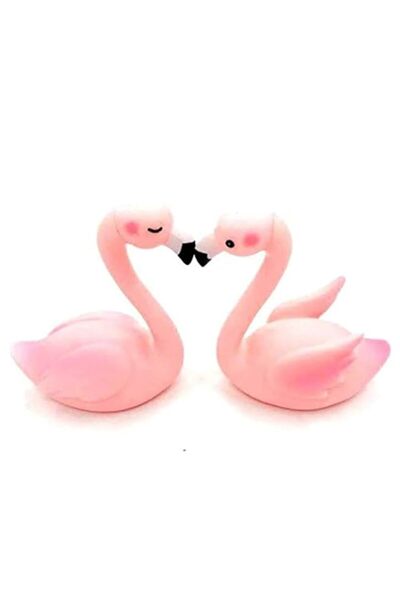 Generic مجموعتان من قطع تزيين الكيك على شكل طائر الفلامنغو لتزيين الحفلات، عب...