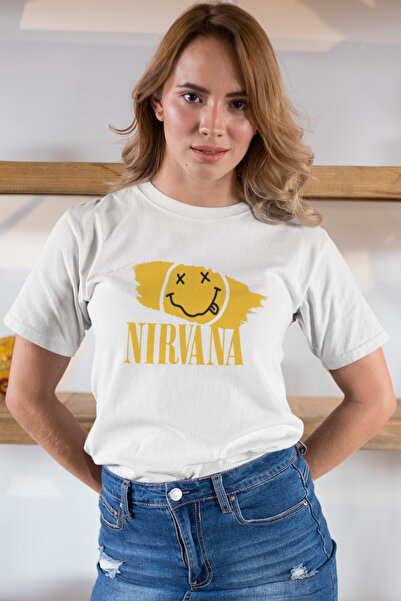 Butik تي شيرت نيرفانا مطبوع / نسائي متعدد الألوان 100% قطن بقصة عادية ومريحة