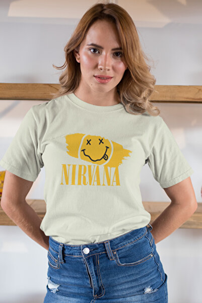 Butik تي شيرت نيرفانا مطبوع / نسائي متعدد الألوان 100% قطن بقصة عادية ومريحة