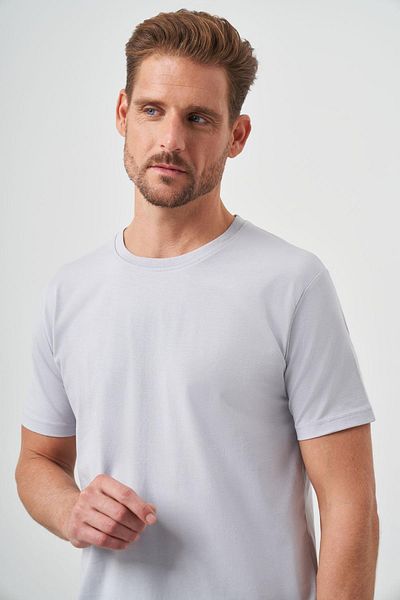 Morven Men's Gray Basic Crew Neck Dynamic Fit T-Shirt
