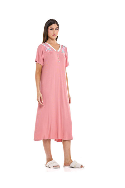 R&B Embroidery Detail Nightdress with Short Sleeves