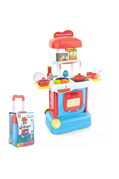 Toy Σετ κουζίνας και καροτσιού 2 σε 1 με αξεσουάρ, διαδραστικό, παιχνίδια