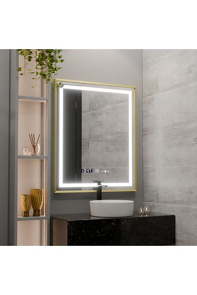 Alista Home Oglinda LED Rectangulara, 75 x 90 cm, Verite Royale Gold MotionGlow Marcello