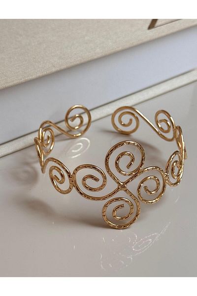 LEROSY CO Gold Color Spiral Figured Pazu Bracelet – Elegant Women's Jewelry over the Arm |   Lerosy Co.
