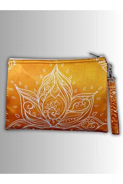 POZİTİF MRK Women's Orange Bag Clutch Portfolio Elephant Patterned