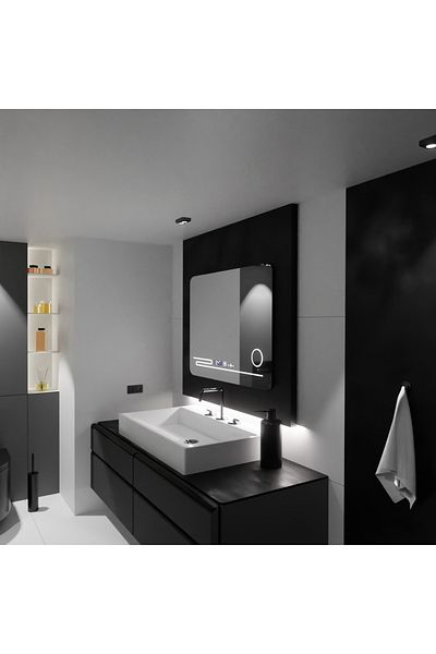 Alista Home Rectangular LED Mirror, 80 x 60 cm, Harmonie MotionGlow Marcello, Defog System, Thermometer and