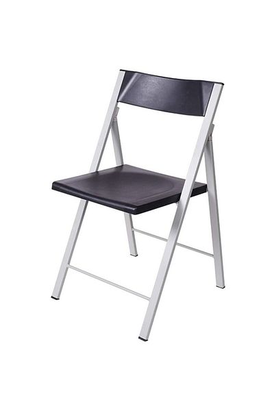 Kardett Solid metal folding chair 5kg, black, for kitchen, camping, picnic, garden, terrace or living room