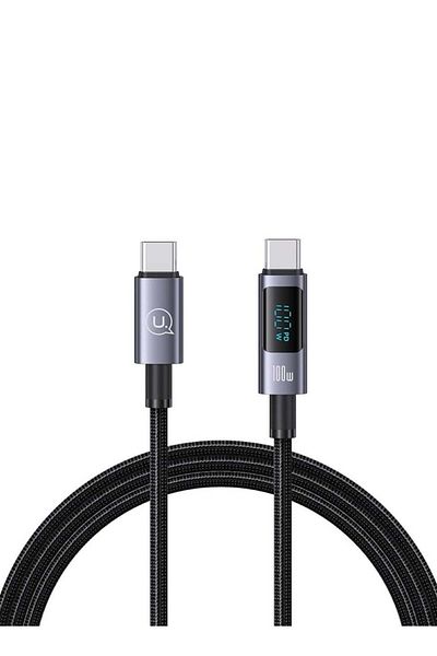 Usams Type C to Type C 100W Fast Charging Data Cable, Length: 1.2m (Black)