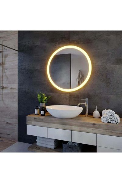 Alista Home Oglinda LED Rotunda, 50 cm, Noxia Touch, Sistem Dezaburire, Dimabila