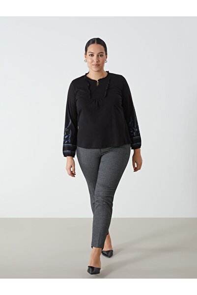 LC Waikiki Beli Lastikli Kazayağı Desenli Kadın Pantolon