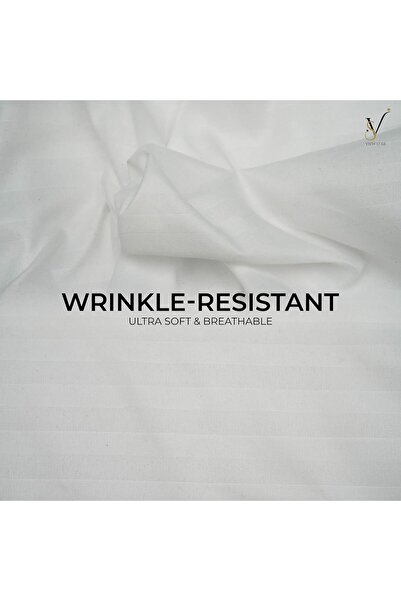 View star Viewstar 4-Piece King Size Striped Bedsheet Set-White