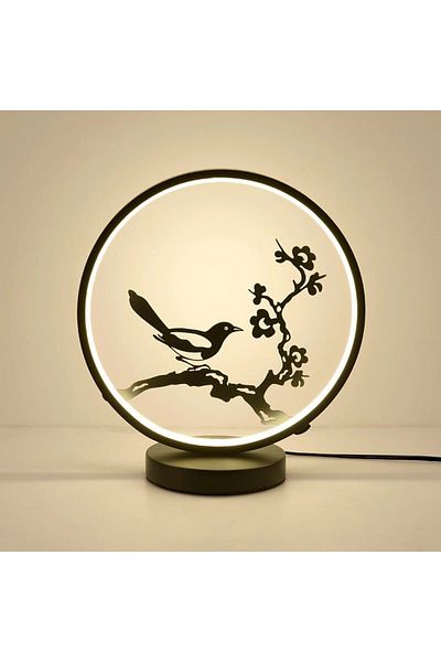 Kardett Table Lamp, Modern Style LED Desk Lamp – warm light, for living room, ring design, bird