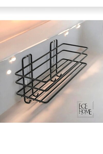 EGE HOME STORE 4 Kancalı mutfak banyo düzenleyici şanpuanlık paslanmaz yapışkanlı organizer siyah