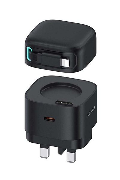 Usams PD35W Dual Output GaN Fast Charger With Lightning Magnetic Retractable Cable Module (UK)