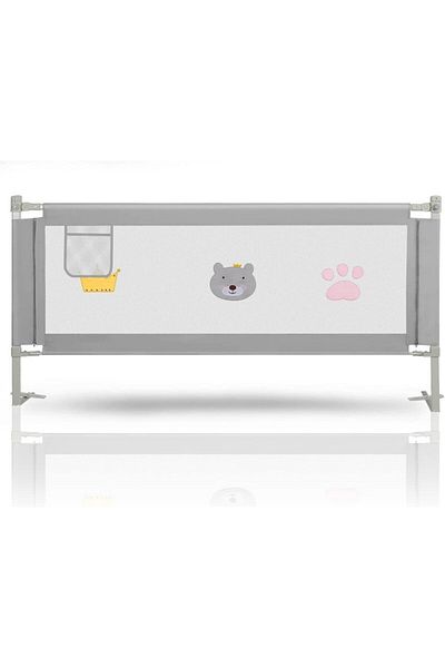 Kardett Sliding side bed guardrail 150cm, adjustable height 71-99cm, easy to assemble, gray