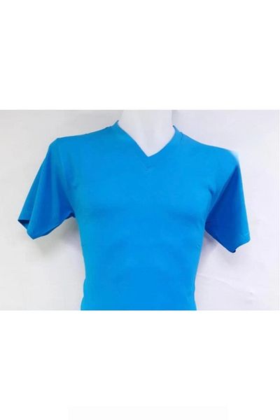 Astra Plus Mânecă scurtă Decolteu în V Solid Stil casual 100% bumbac Îmbrăcăminte Tricou Turcoaz - Turcoaz - ASTPSUTZSHPRTF-TURK-YET