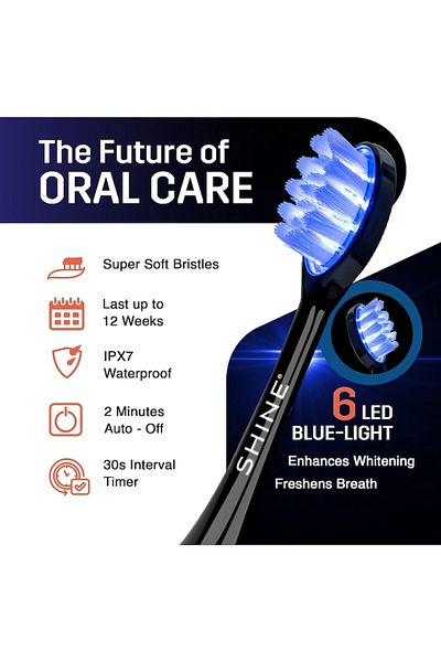 shine Electric Sonic Toothbrush with LED Whitening Lights,