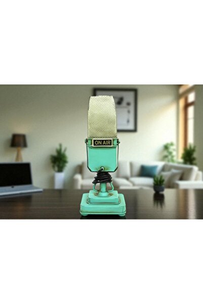 Kuzey Tacı Nostaljik Dekoratif Mikrofon Turkuaz Renk - Nostalji Severlere Öze...