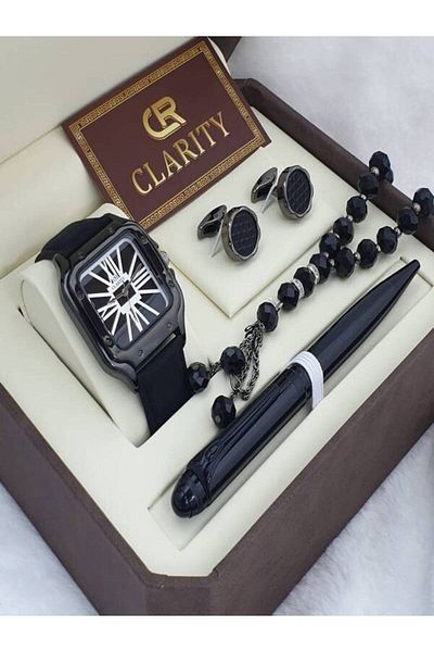 Generic Men's set, waterproof watch, cufflinks, pen, rosary, and luxury box