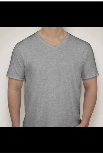 Selkar Global Short Sleeve V-Neck Plain Casual Style 100% Cotton Clothing T-Shirt Gray - Grey - Selkruthshfrtd-Gri-Yet