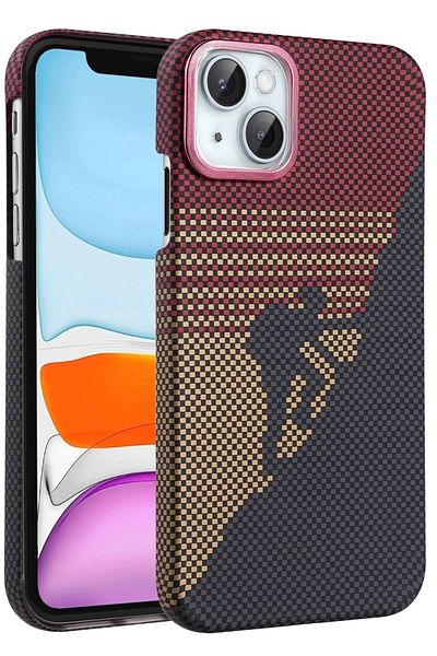 m.tk moveteck Apple iPhone 13 - 14 Case Kevlar Carbon Look Embossed Textured Pattern Super Thin Magsafe Cover
