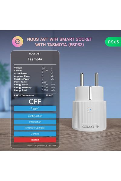 Nous Priza Inteligenta WiFi A8T, 10A - Tasmota, ESP32