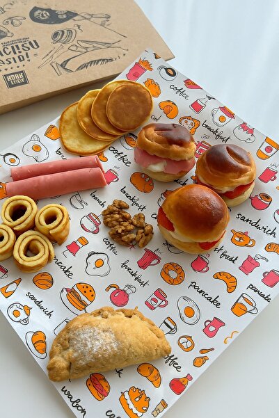 Dekals ورق تقديم الإفطار الأبيض 100 قطعة ورق زيتي منقوش 25x35 موديل-3