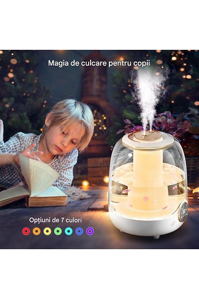 OEM Ultrasonic Humidifier with 3L Tank, 7-Color Ambient Light, 3 Intensity Levels