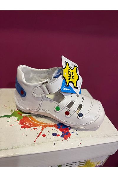 Bebek Sanbe 305 N 6115 Leather First Step Shoes White